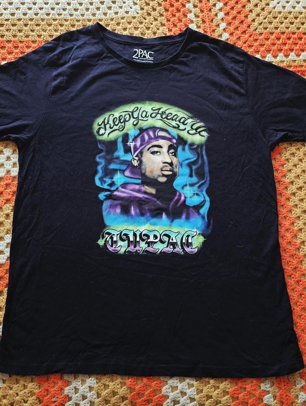 Tupac 2Pac Keep Ya Head Up Airbrush Graffiti Graphic Tee Mens Unisex Large